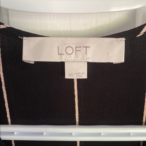 LOFT Black and Tan Wrap Midi Dress - Picture 3 of 4